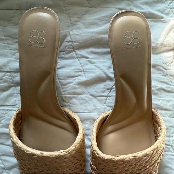 Cosy Island NWT Women’s Natural Ease Raffia Wicker Style Heeled Sandals - Picture 4 of 8